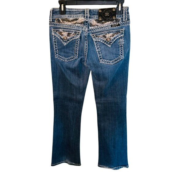 Miss Me Boot Cut Jeans 28 Blue Denim Embellished Pockets Cowgirl Western Hippie - Picture 2 of 13